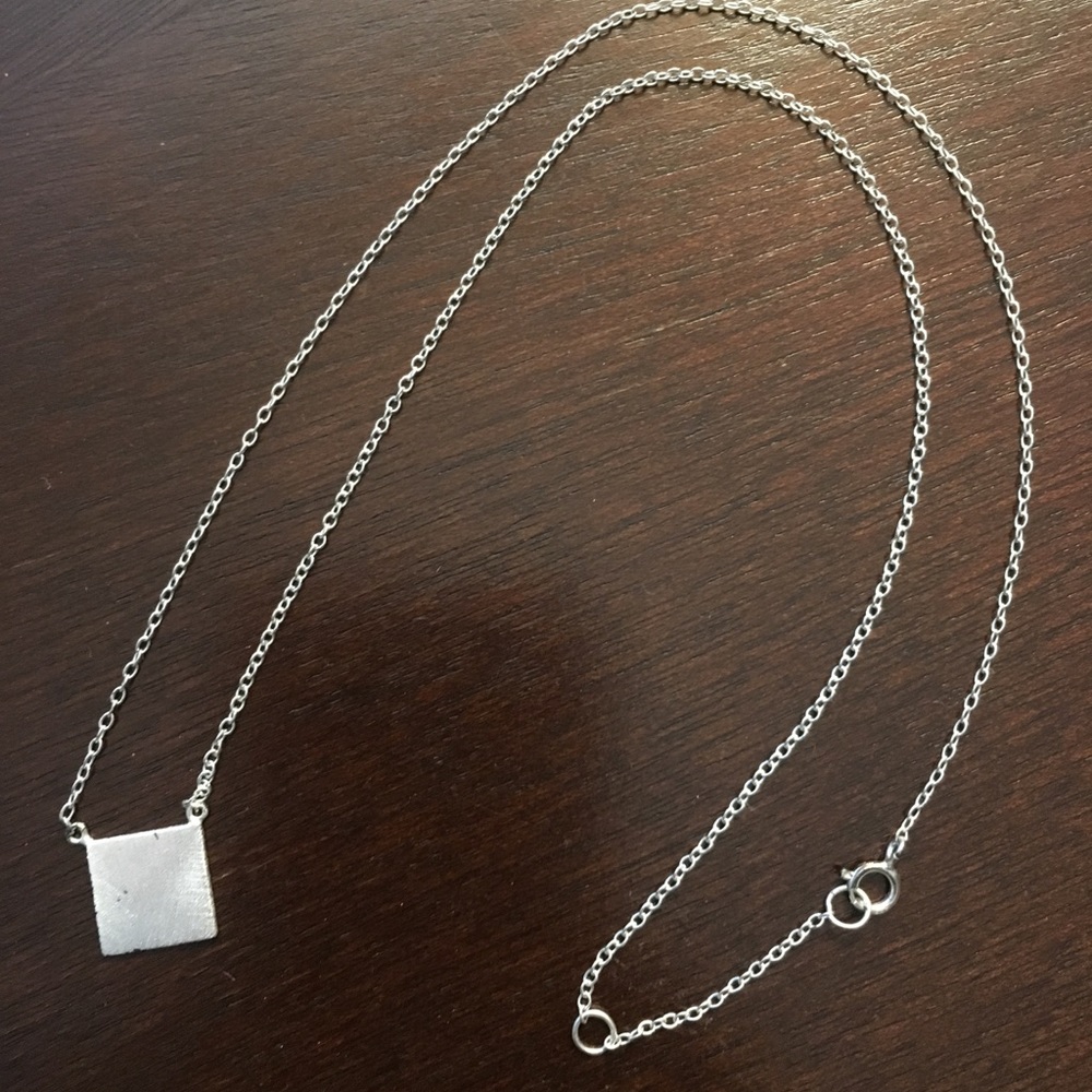 Sterling Silver Square Pendant Necklace